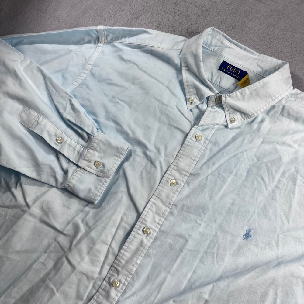 Polo Ralph Lauren Mens 3XLT Light Blue Oxford Button Down Shirt Long Sleeve Tall